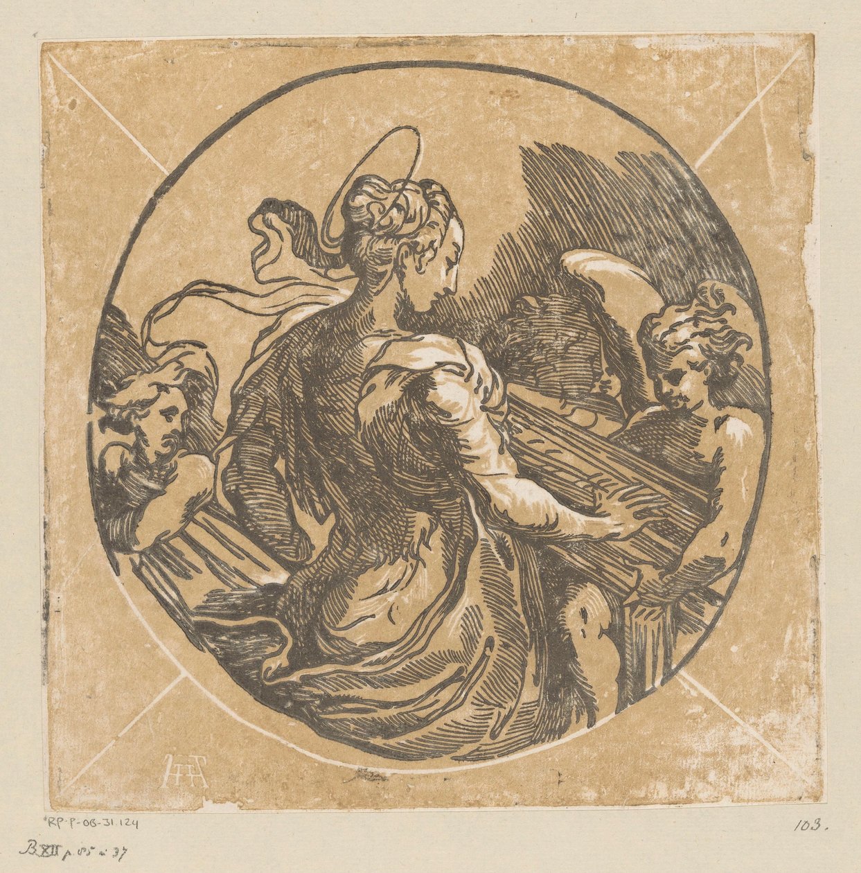 Aziz Cecilia müzik yapıyor by Antonio da Trento (possibly)