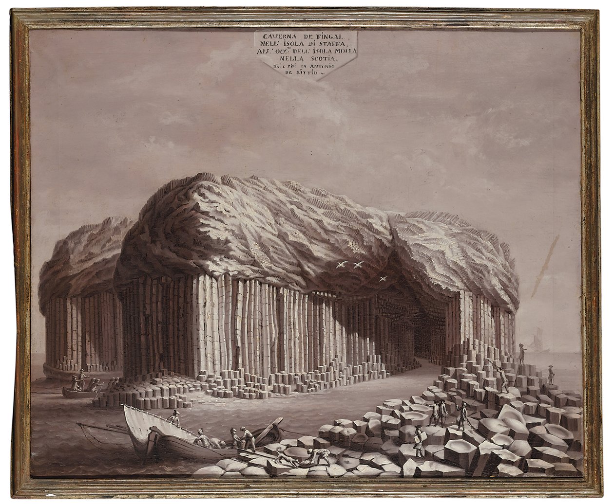 Fingal Mağarası, İskoçya (tuval üzerine yağlı boya) by Antonio de Bittio