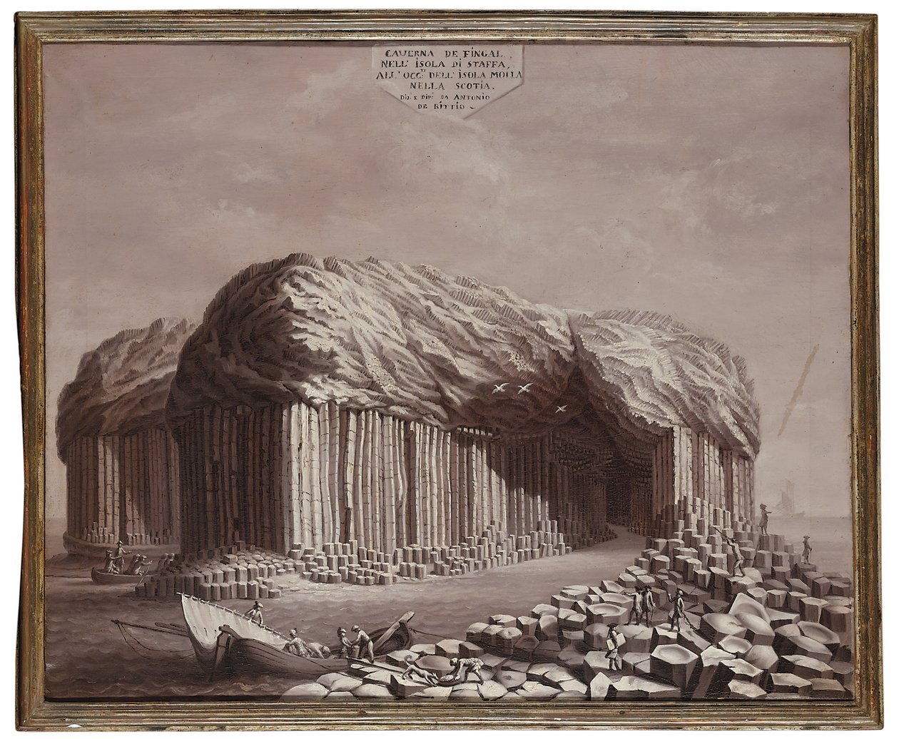 Fingal Mağarası, İskoçya (tuval üzerine yağlı boya) by Antonio de Bittio