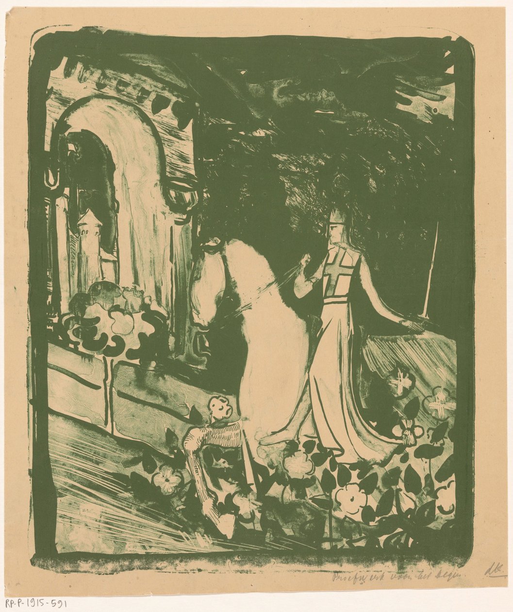 at sırtında şövalye by Antoon Derkinderen