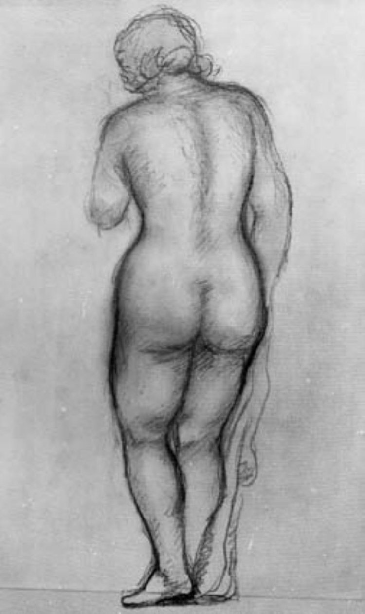 Arkadan görülen ayakta kadın modeli by Aristide Maillol