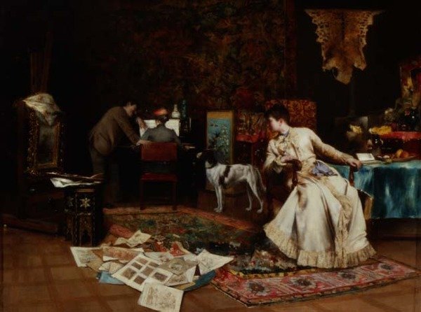 Sanatçının Stüdyosu (panelde yağlı boya) by Armand Toussaint