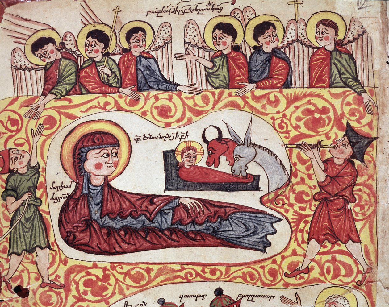 Çobanların Hayranlığı (Minyatür) by Armenian School