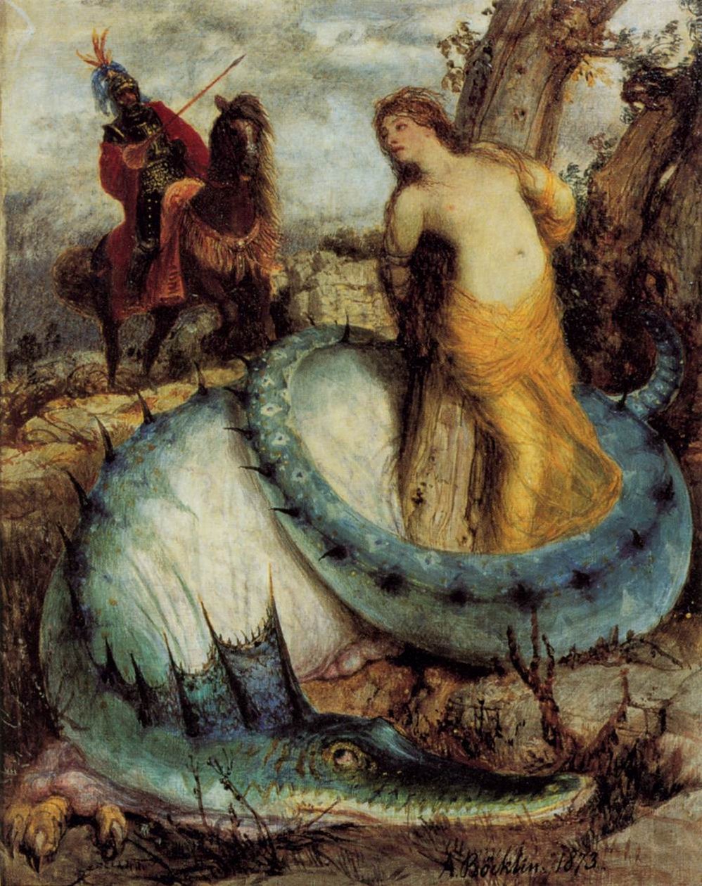 Angelica, bir ejderha tarafından korunuyor by Arnold Böcklin