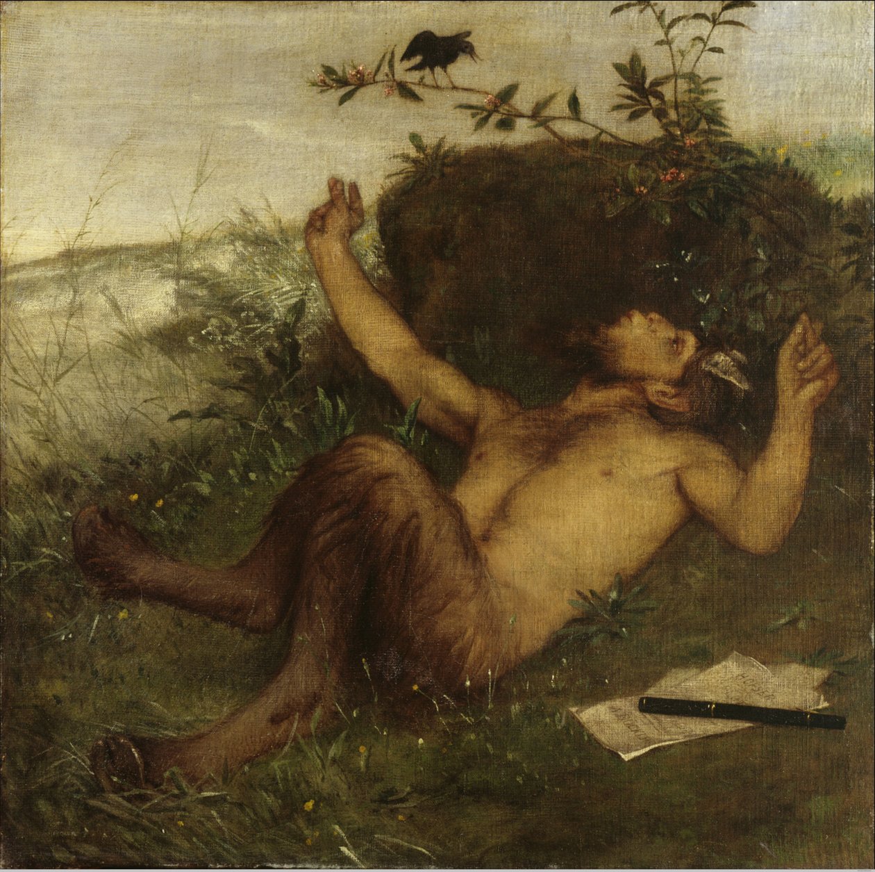 Bir karatavuk için ıslık çalan Faun by Arnold Böcklin