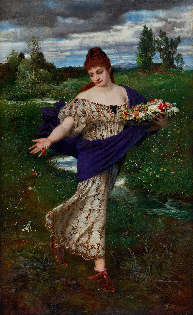 Flora, saçılan çiçekler by Arnold Böcklin