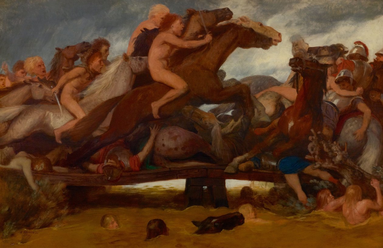 Köprüde savaş, 1889. by Arnold Böcklin