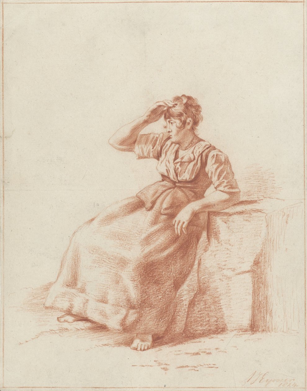Oturan Çiftlik Kızı by Arnoldus Johannes Eymer