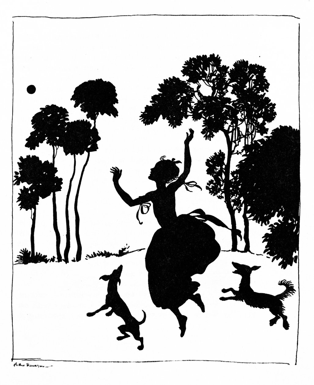 Cinderella köpekleriyle oynuyor, 1919 by Arthur Rackham