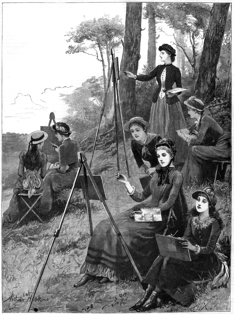 Bir bayan çizim kulübü, 1885. by Arthur Hopkins