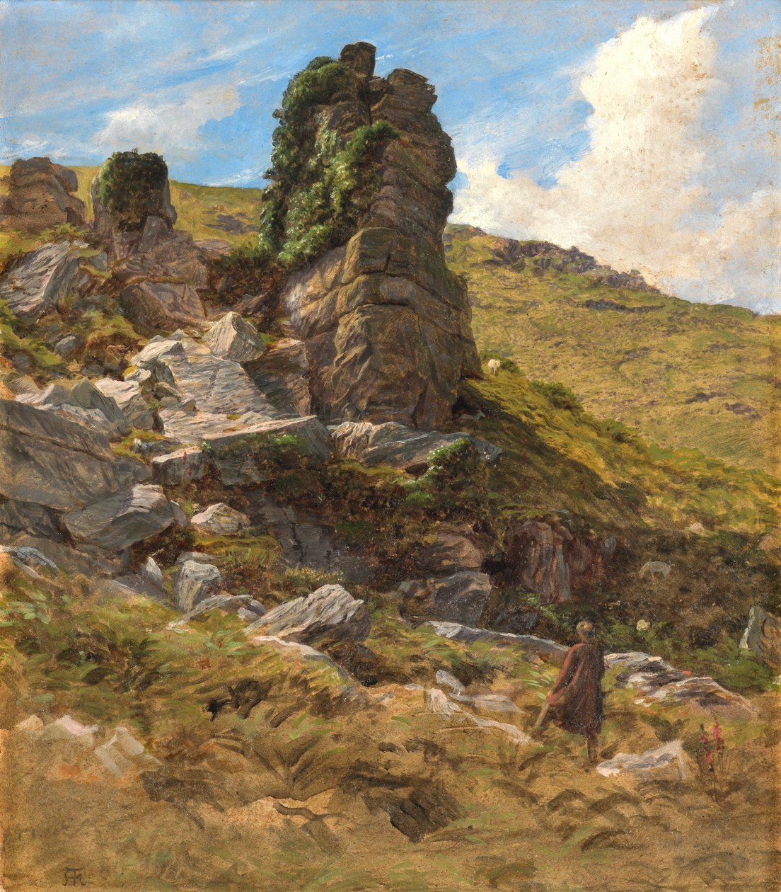 Rocky Outcrop (karttaki yağ) by Arthur Hughes