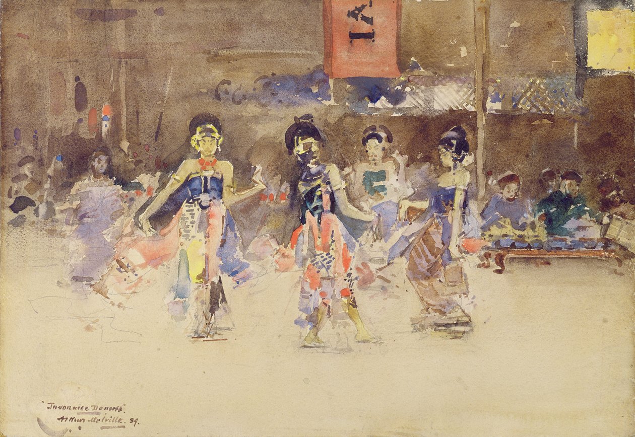 The Javanese Dancers, 1889 (kağıt üzerinde wc) by Arthur Melville