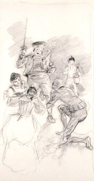 Don Kişot Bends Low (kağıt üzerine kurşun kalem) by Arthur Rackham