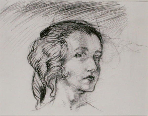 Kızın Başı (kağıt üzerine kurşun kalem) by Arthur Rackham