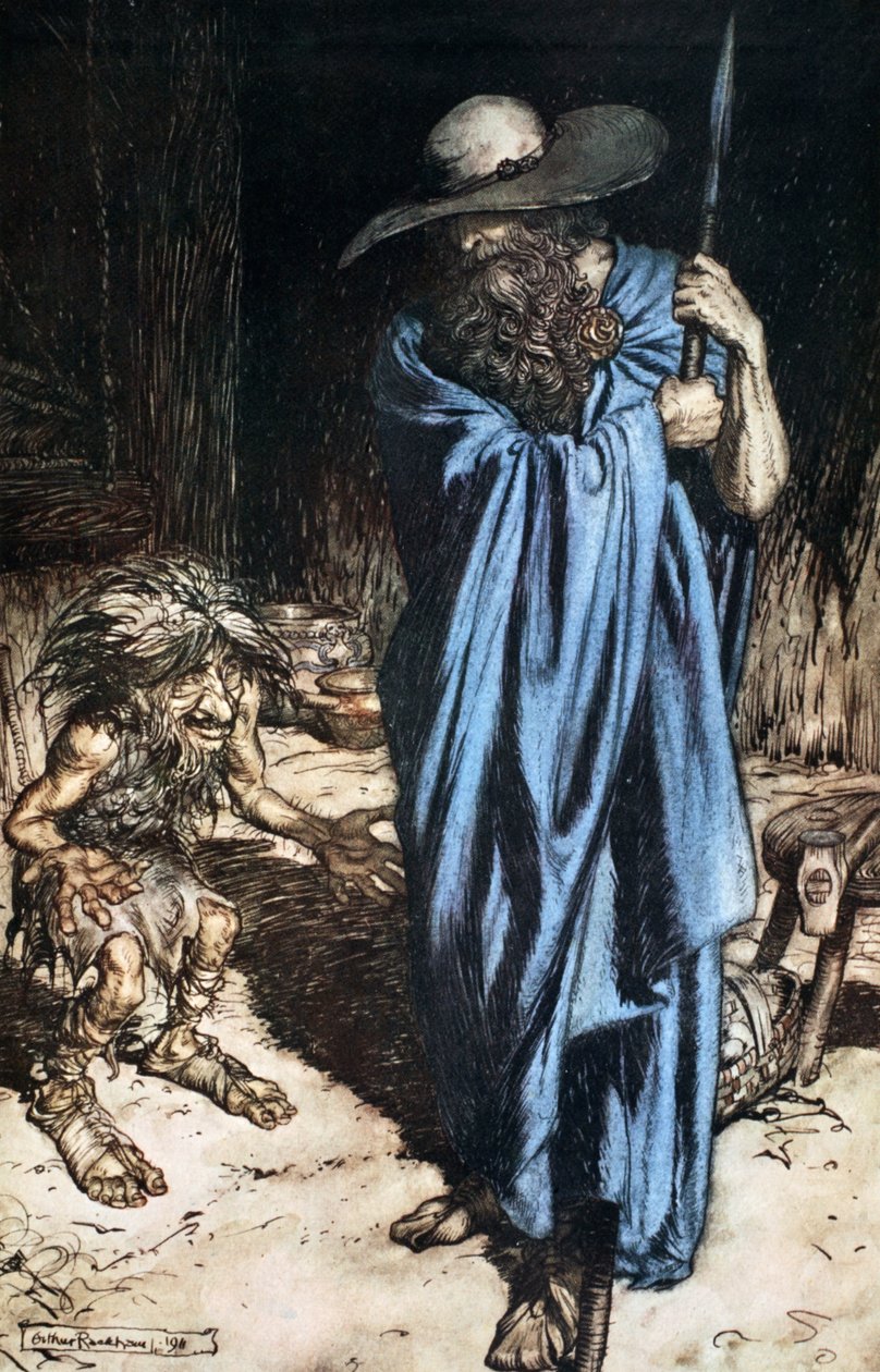 Pandomimci ve Gezgin, 1924. by Arthur Rackham