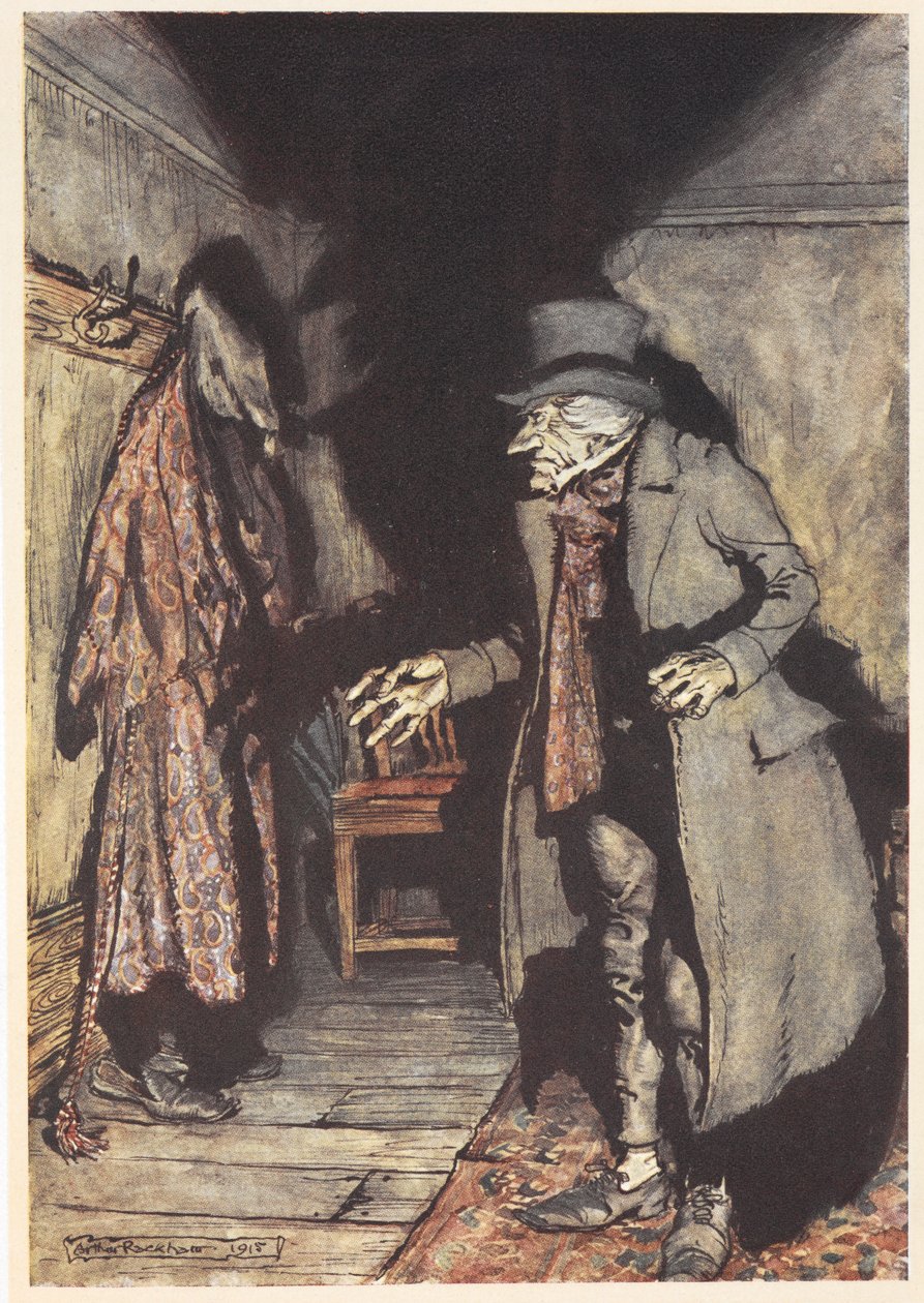 Scrooge geceleri evinde by Arthur Rackham