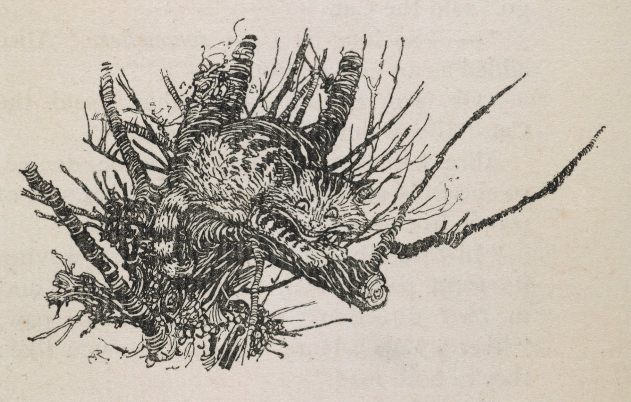 Bir ağaçta Cheshire Kedisi by Arthur Rackham