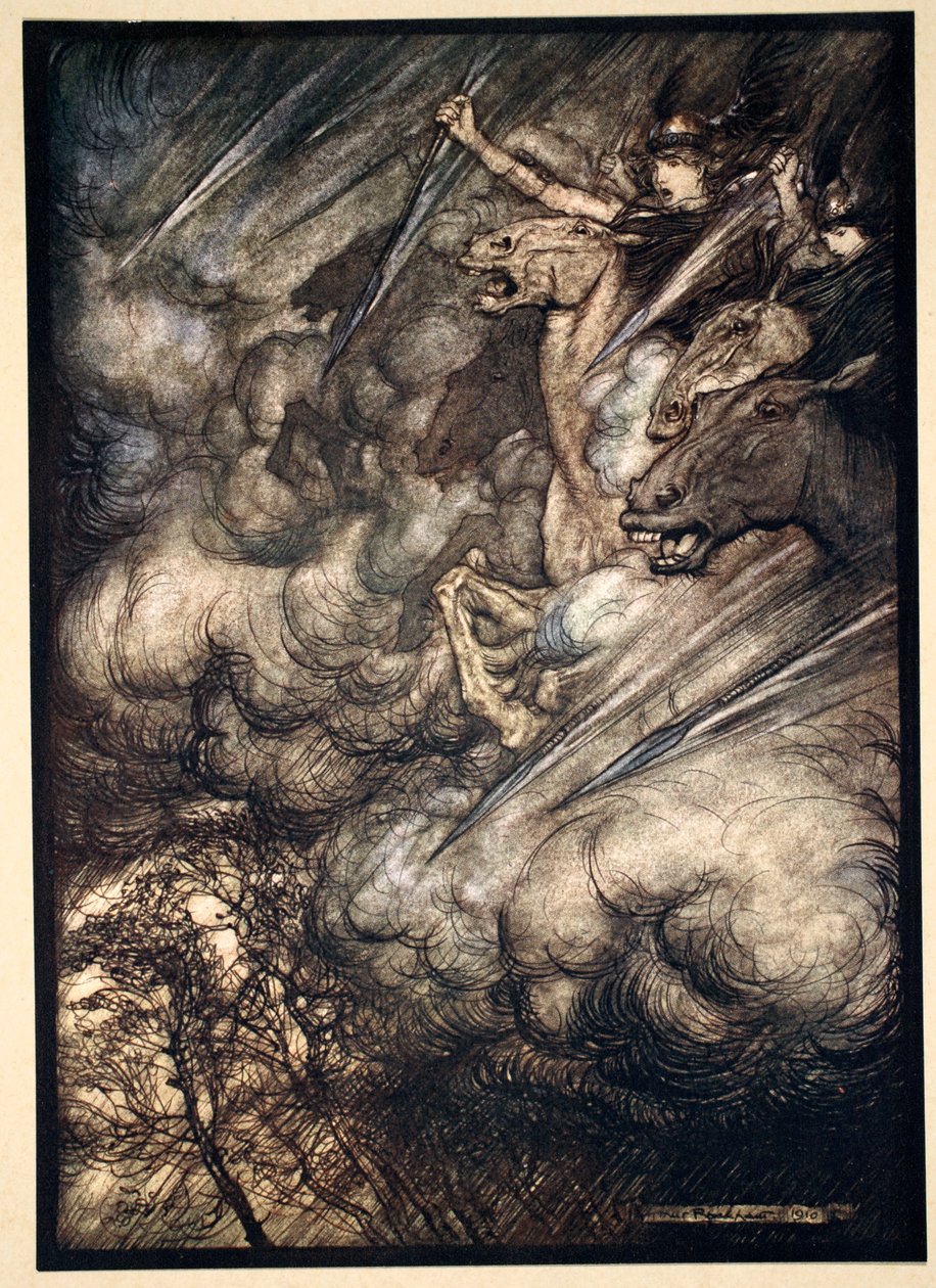 "Valkyrielerin yolculuğu", 1910. by Arthur Rackham