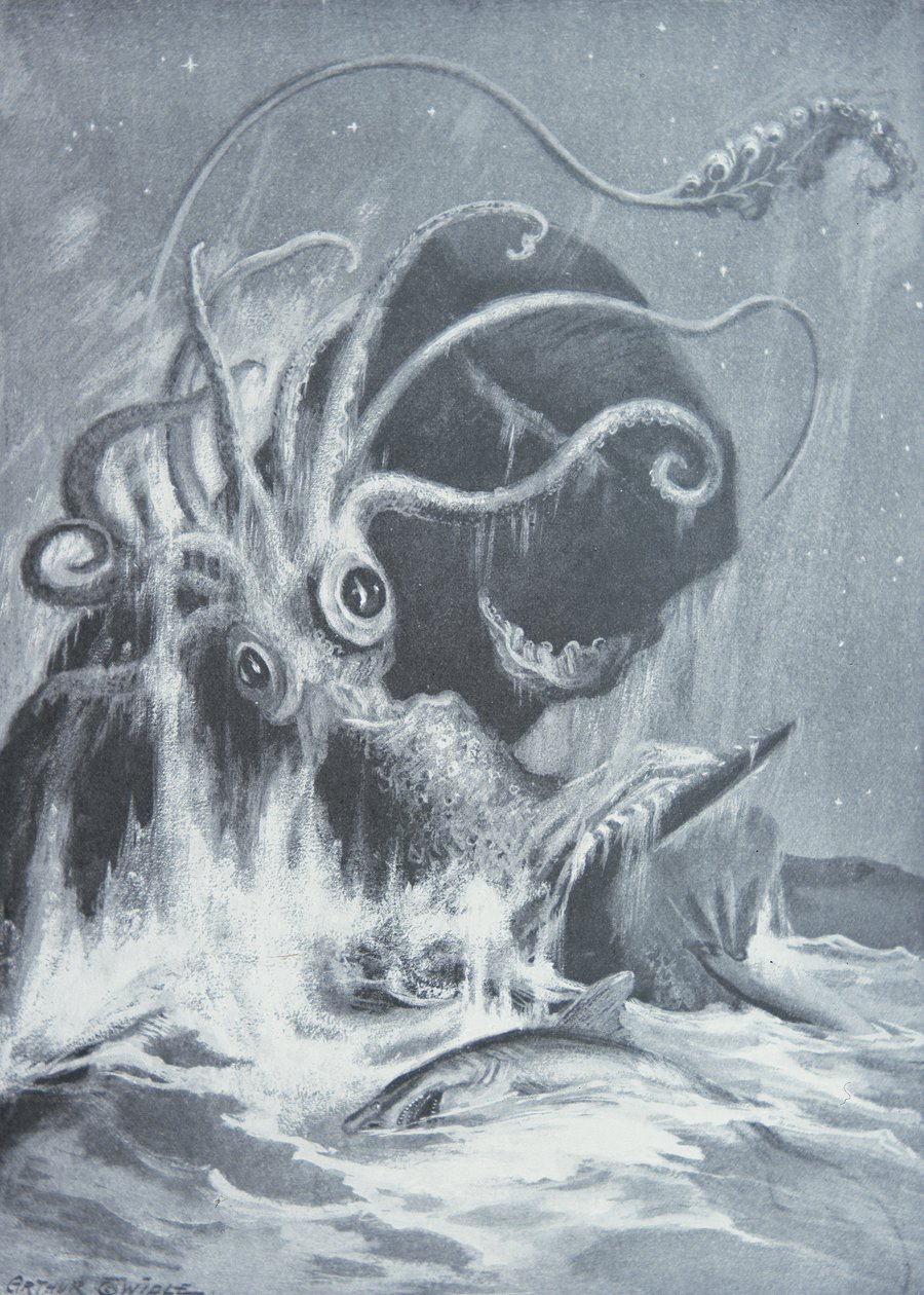 Kraken ve Sperm Balinaları by Arthur Twidle