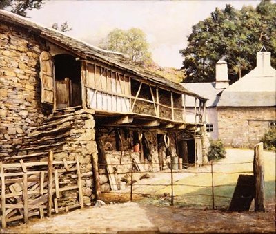 Coniston, Lancashire yakınlarındaki Porsuk Ağacı Çiftliği by Arthur Vivian Couling