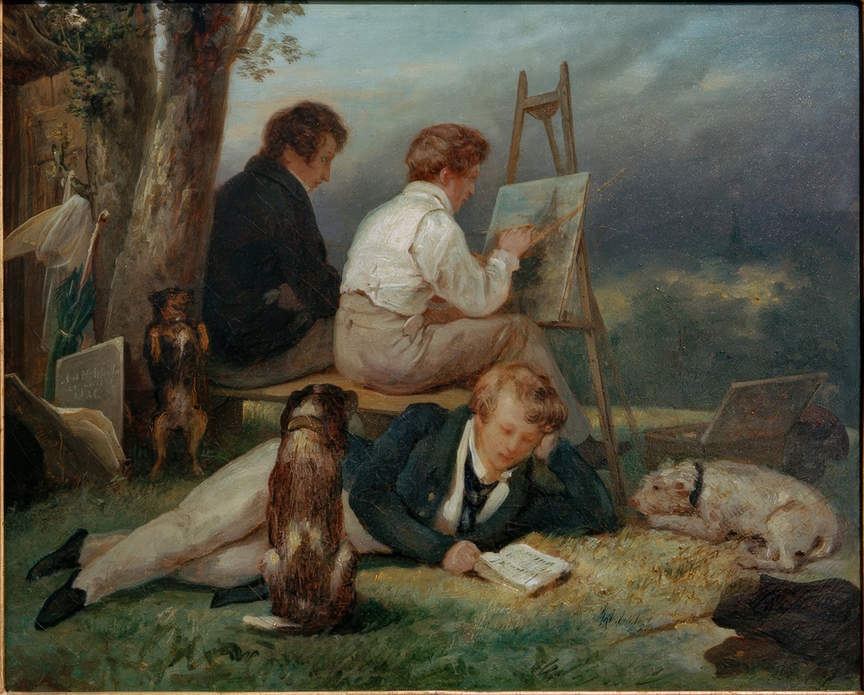 Bir manzarada üç Scheffer kardeş by Ary Scheffer