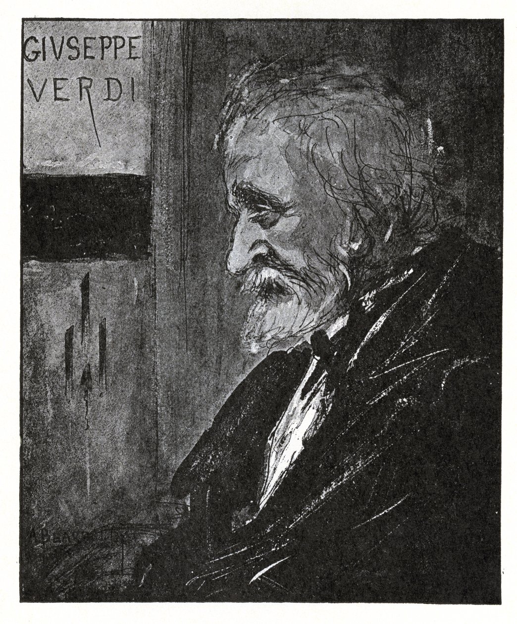 Giuseppe Verdi, 1893 (mürekkep ve yıkama) by Aubrey Beardsley