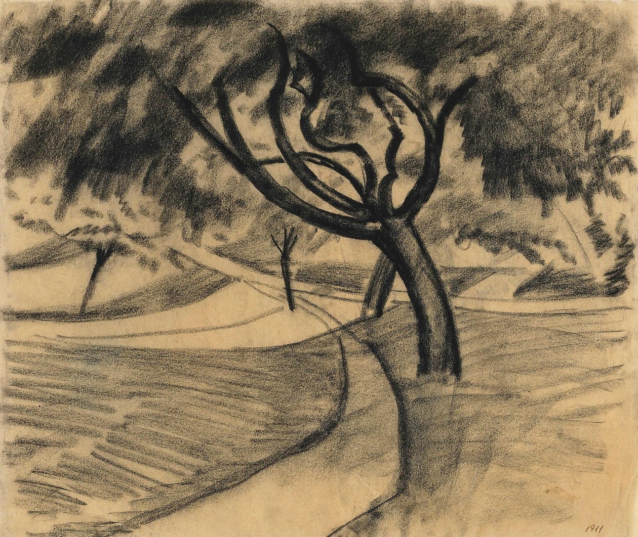 Ağaç ve alanlar by August Macke