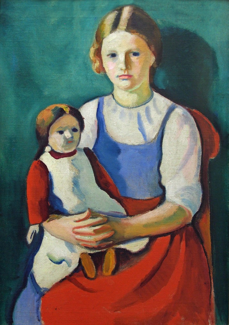 Bebek ile sarışın kız by August Macke