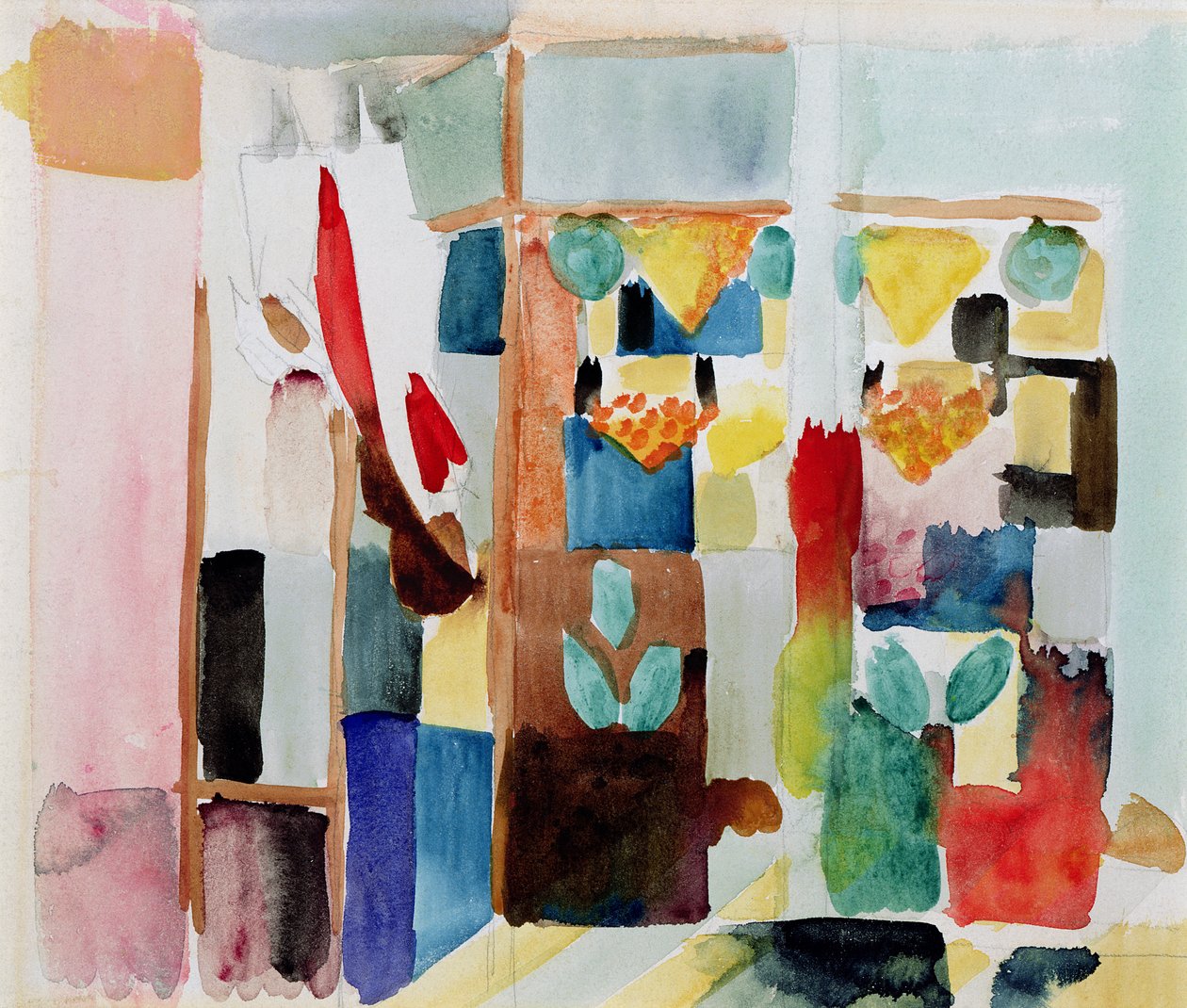 Manavdaki Çocuklar I, 1913 (kağıt üzerine sulu boya) by August Macke