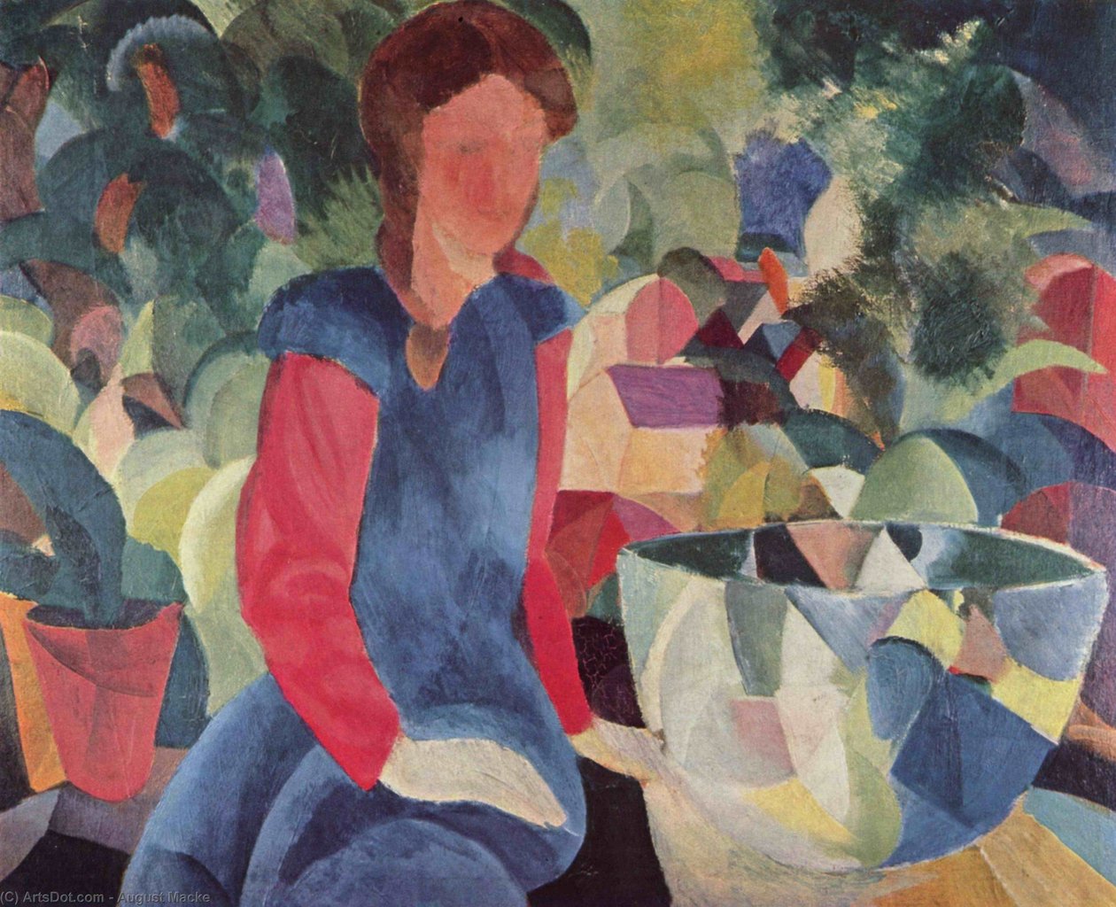 Bir balık kase ile kız by August Macke