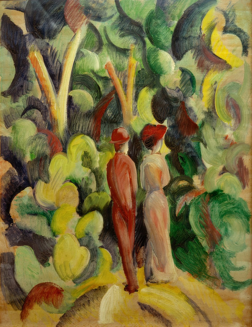 Orman yolunda bir çift by August Macke