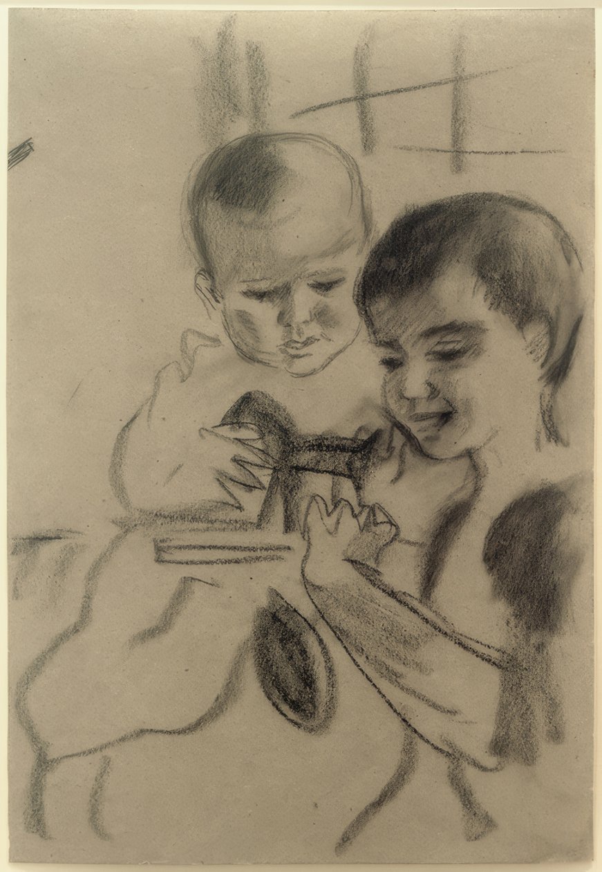 Küçük atlı Walter ve Wolfgang by August Macke