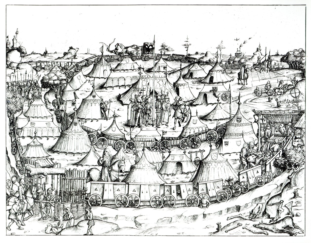 Ortaçağ askeri kampı, bir kitaptan, pubdan. 1887 (bw fotoğraf) by August Ottmar von Essenwein