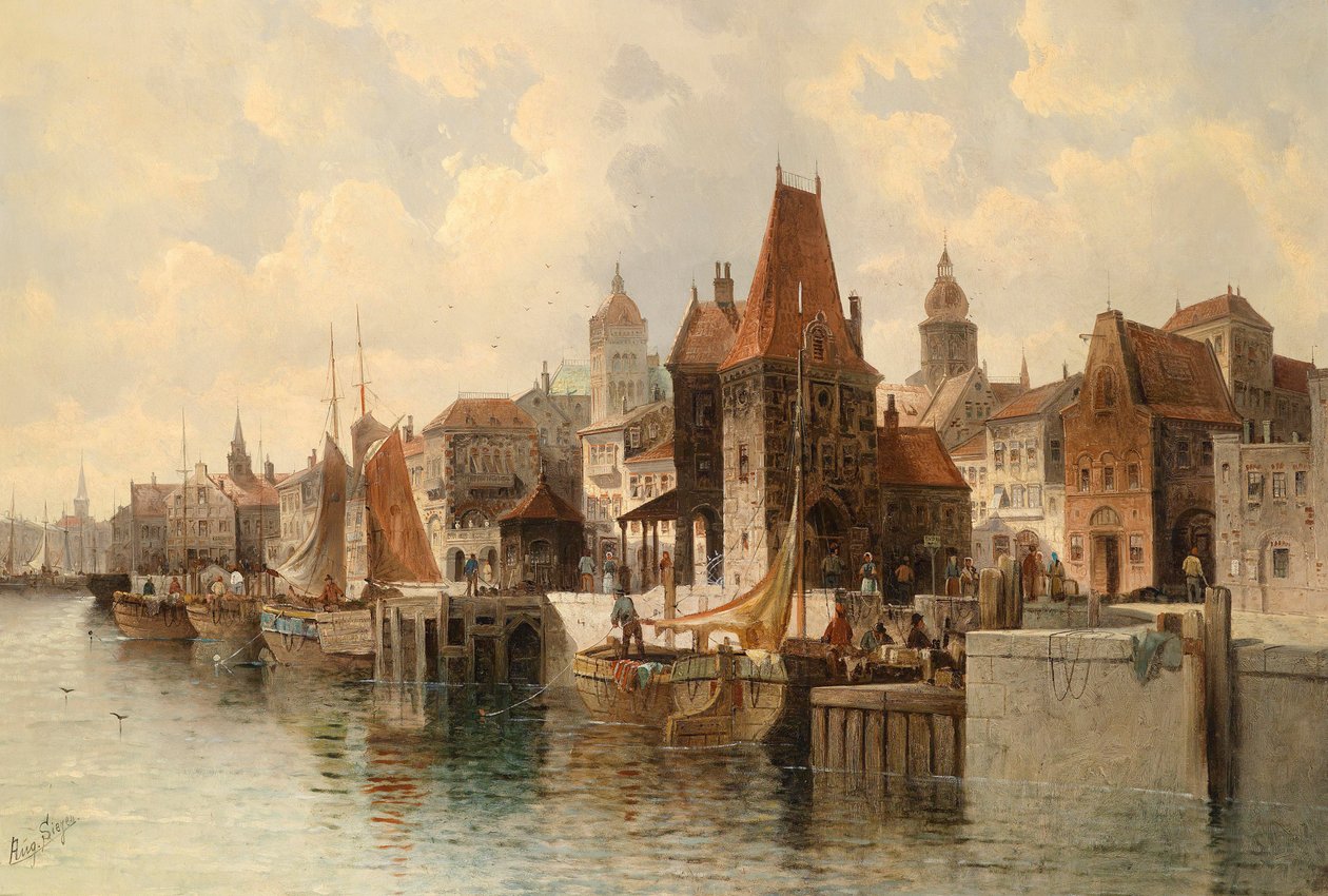 (Kurgusal) nehir üzerindeki şehir by August von Siegen
