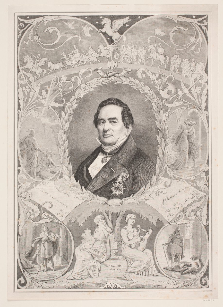 Adam Oehlenschläger. Anıt yaprakları by August Edward Adolf Heimburger