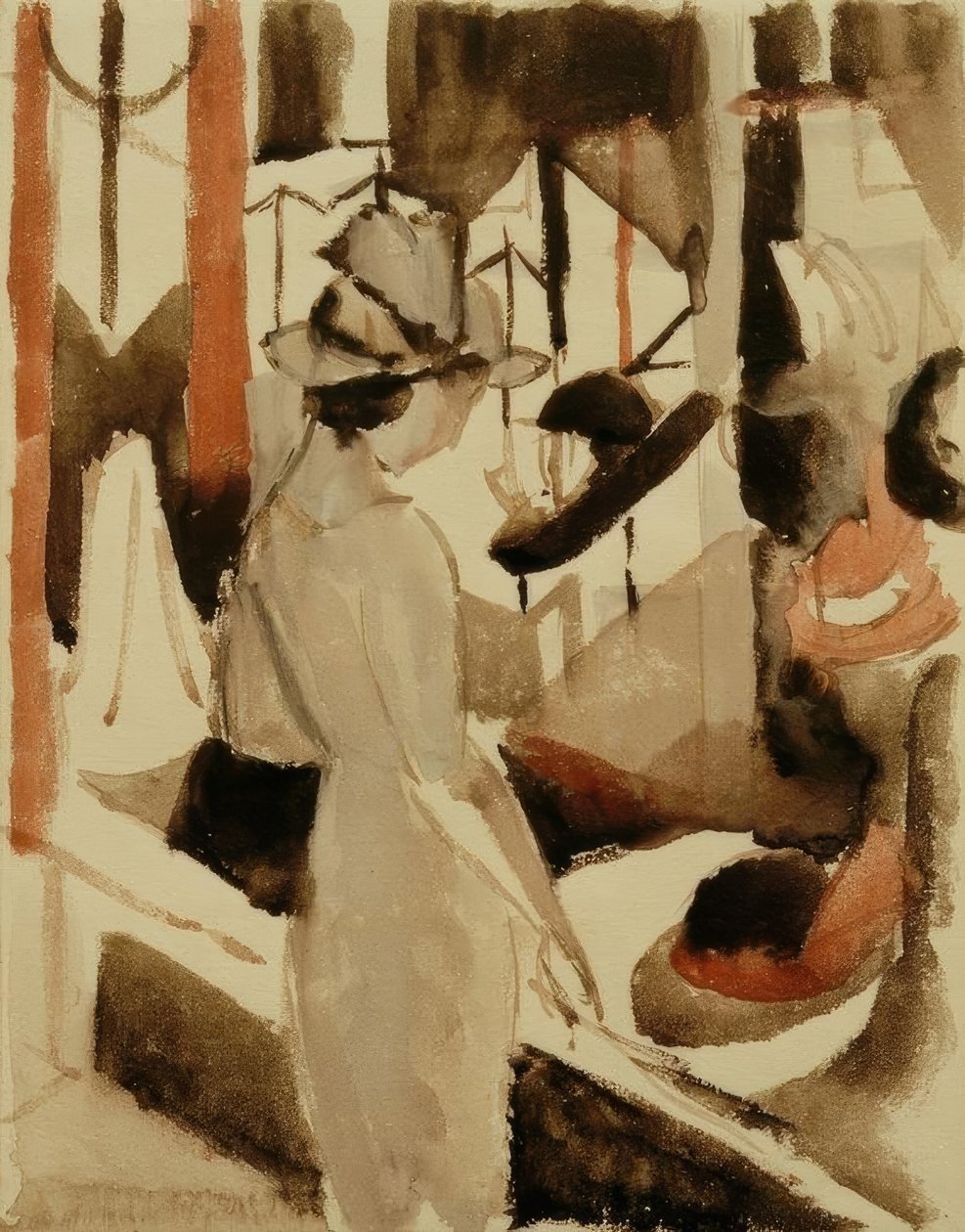 Kadın şapka dükkanının önünde by August Macke