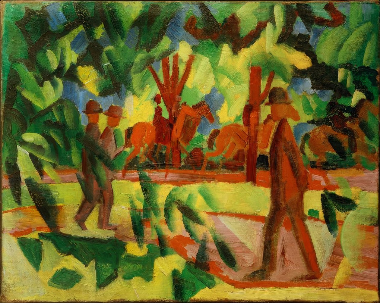 Caddede atlılar ve yürüyüşçüler by August Macke