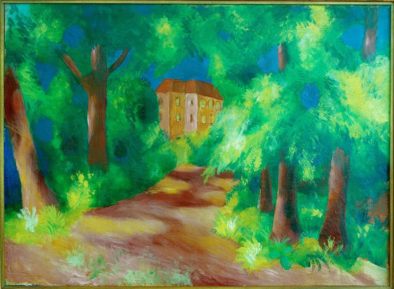 Parkta kırmızı ev by August Macke