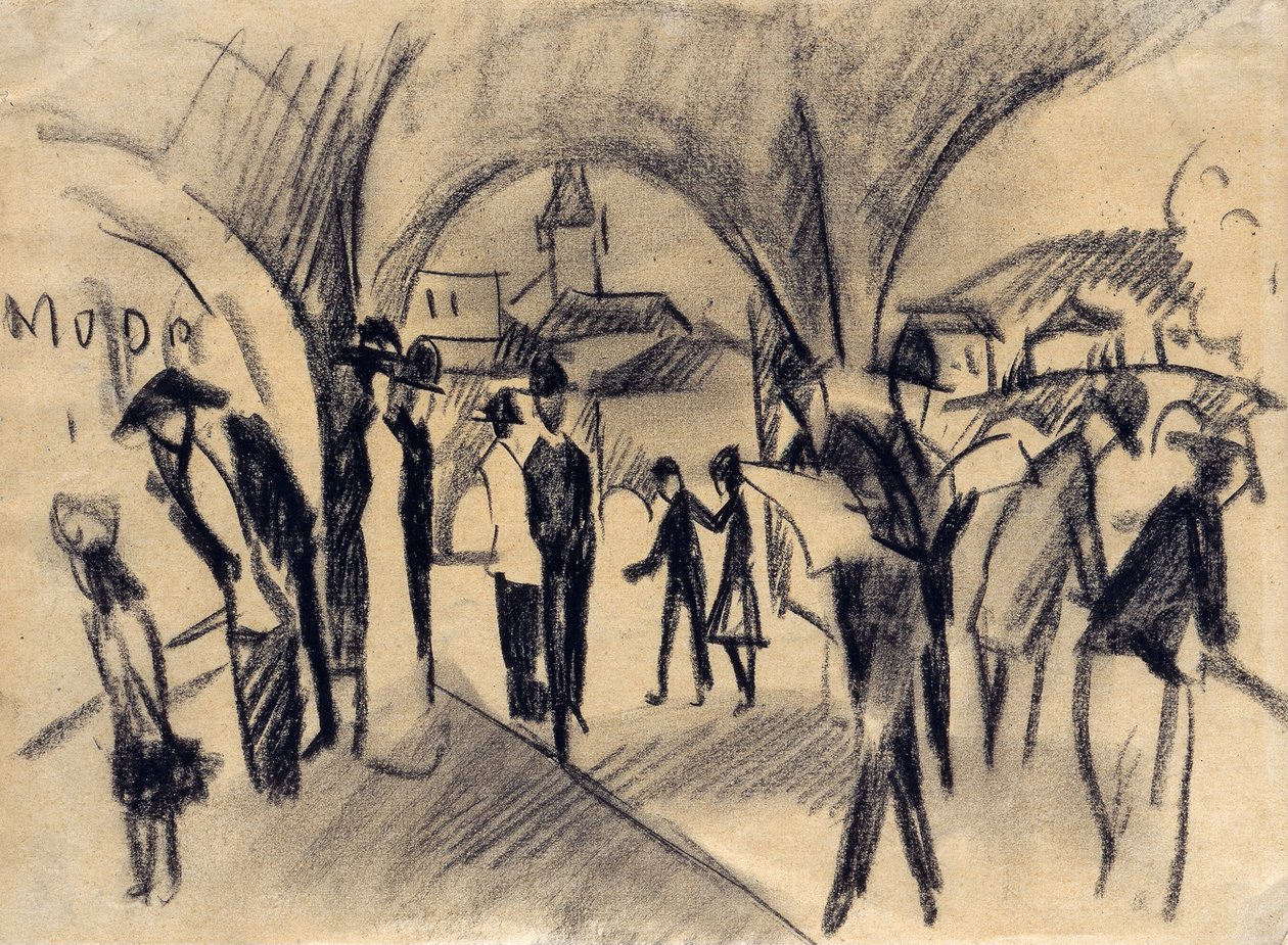 Perde Altında Sahne, 1913 Thun by August Macke