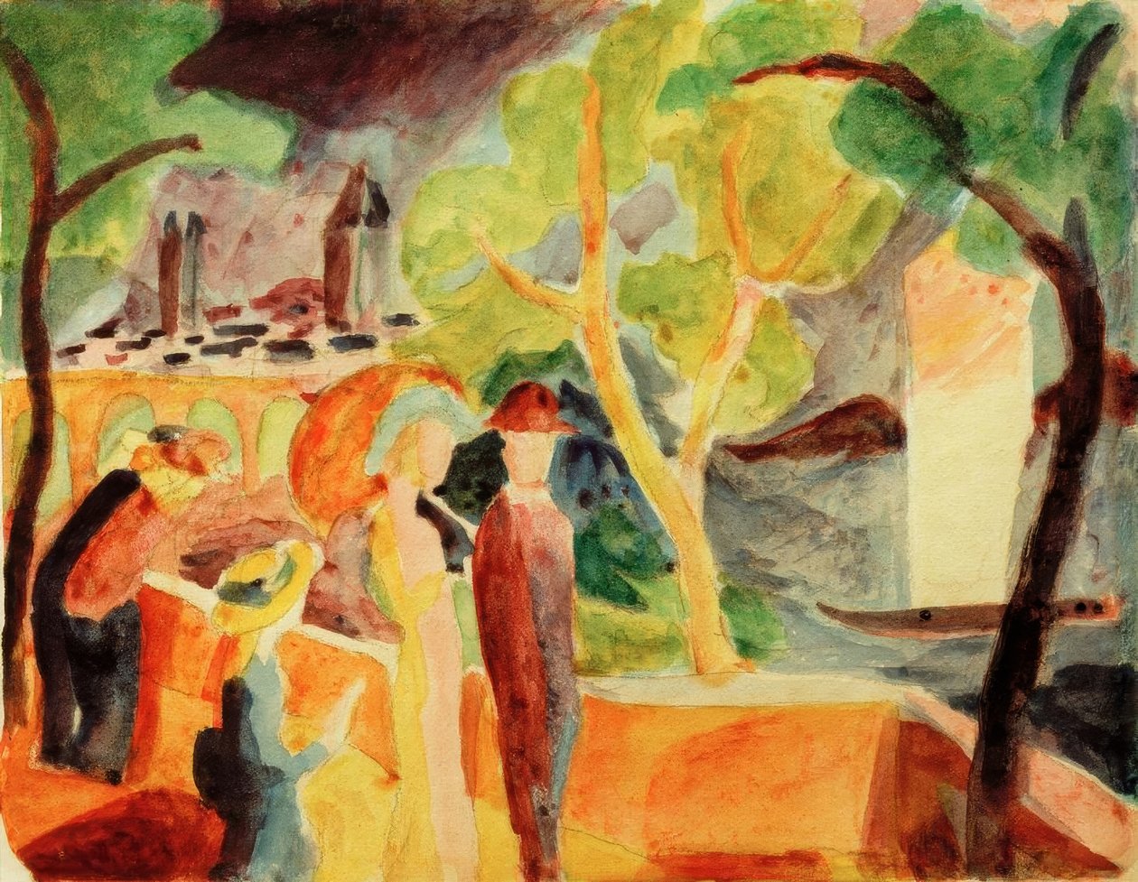 gölde yürüyenler by August Macke