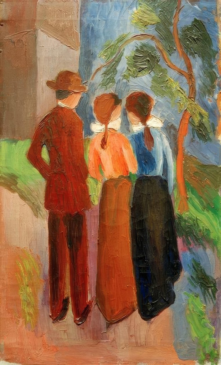 Bir yürüyüş için üç kişi by August Macke