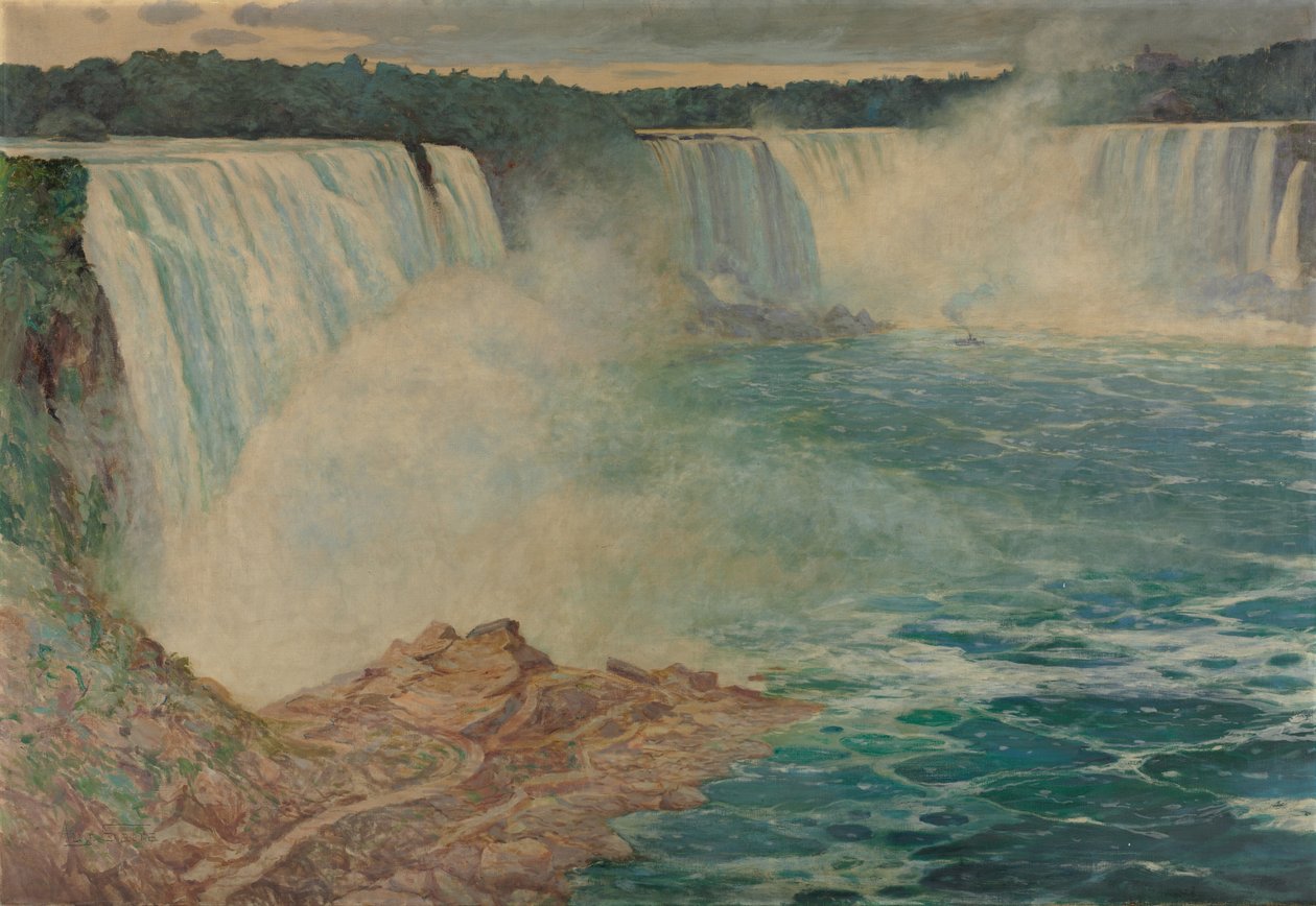 Niagara Şelaleleri, yak. 1906-1909 (tuval üzerine yağlı boya) by August Satra