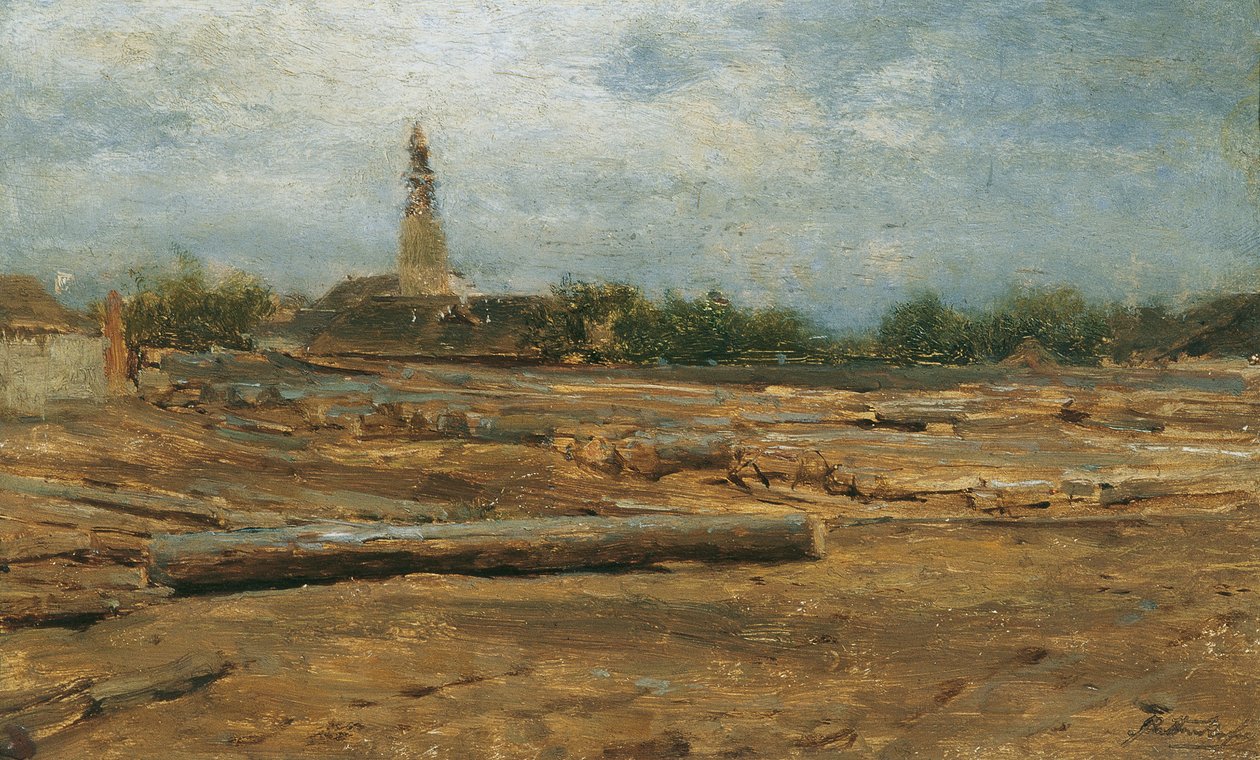 Szolnok yakınlarındaki kereste deposu by August von Pettenkofen