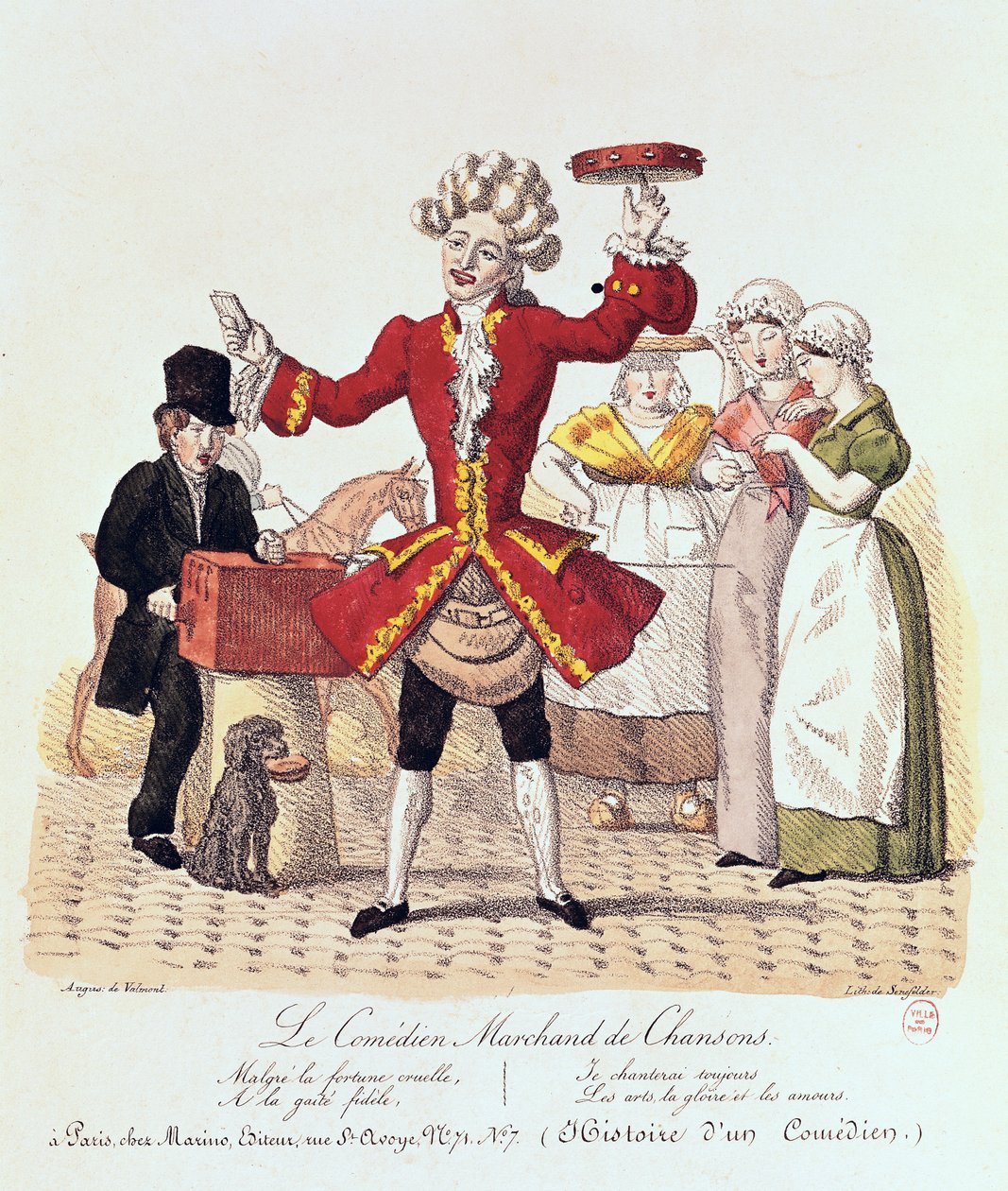Sokak Şarkıcısı, Alois Senefelder (1771-1834) tarafından kazınmış by Auguste de Valmont
