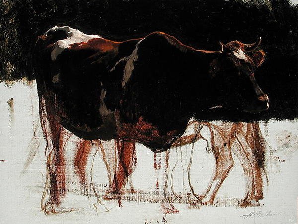 Sığır Çalışması (tuval üzerine yağlı boya) by Auguste Francois Bonheur