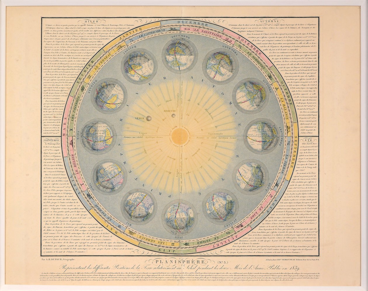 Planisfer no. 3, pub. 1839 by Auguste Henri Dufour