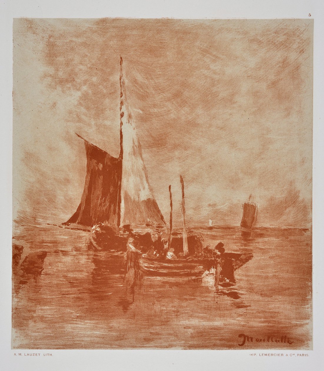 Balıkçı Tekneleri (çizim) by Auguste Lauzet