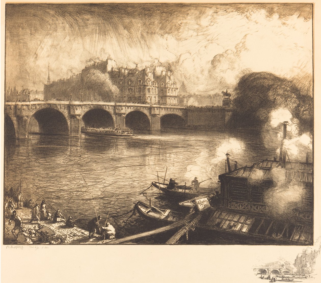 Pont Neuf, 1913. by Auguste Lepere