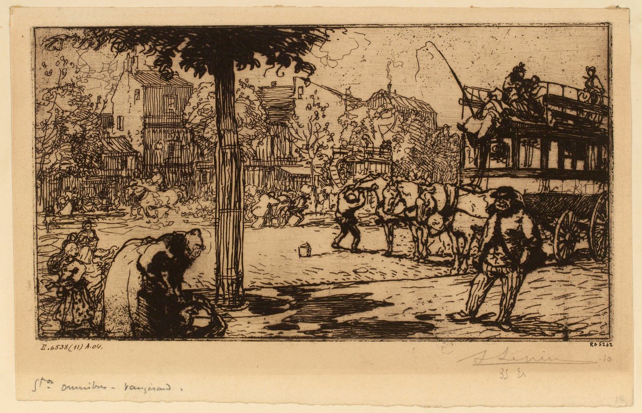 Vaugirard'daki Omnibüs Durağı by Auguste Lepere