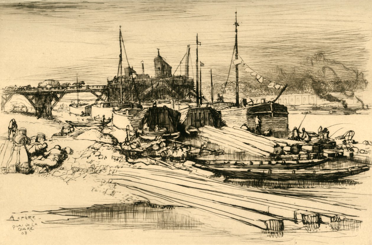 İstasyon Rıhtımı: Kamu Çöplüğü, 1908. by Auguste Louis Lepère